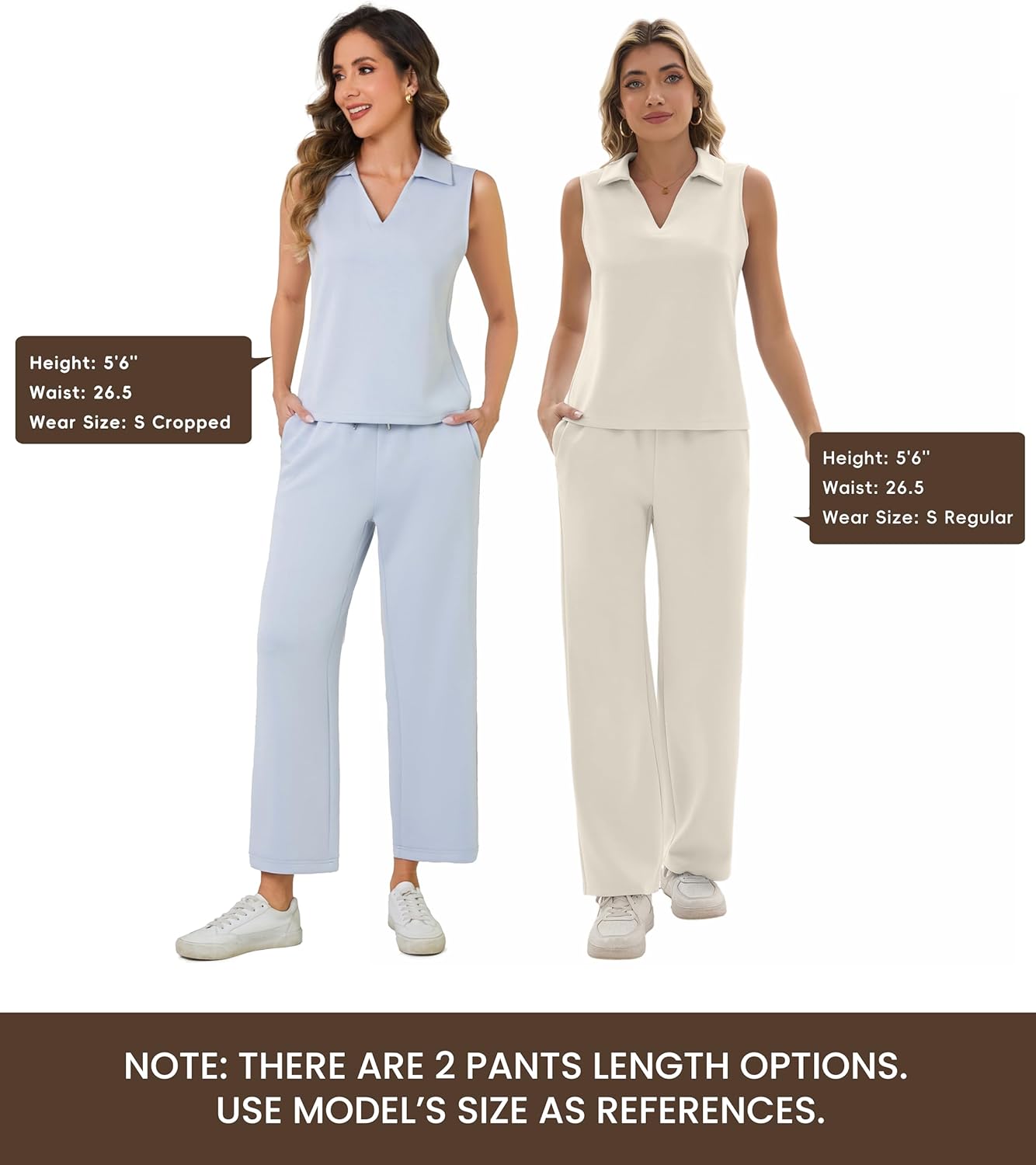 Sixstar Two Piece Sets for Women Summer V Neck Tops Wide Leg Sweatpants Sleeveless Tracksuit Travel Outfits - Image 2