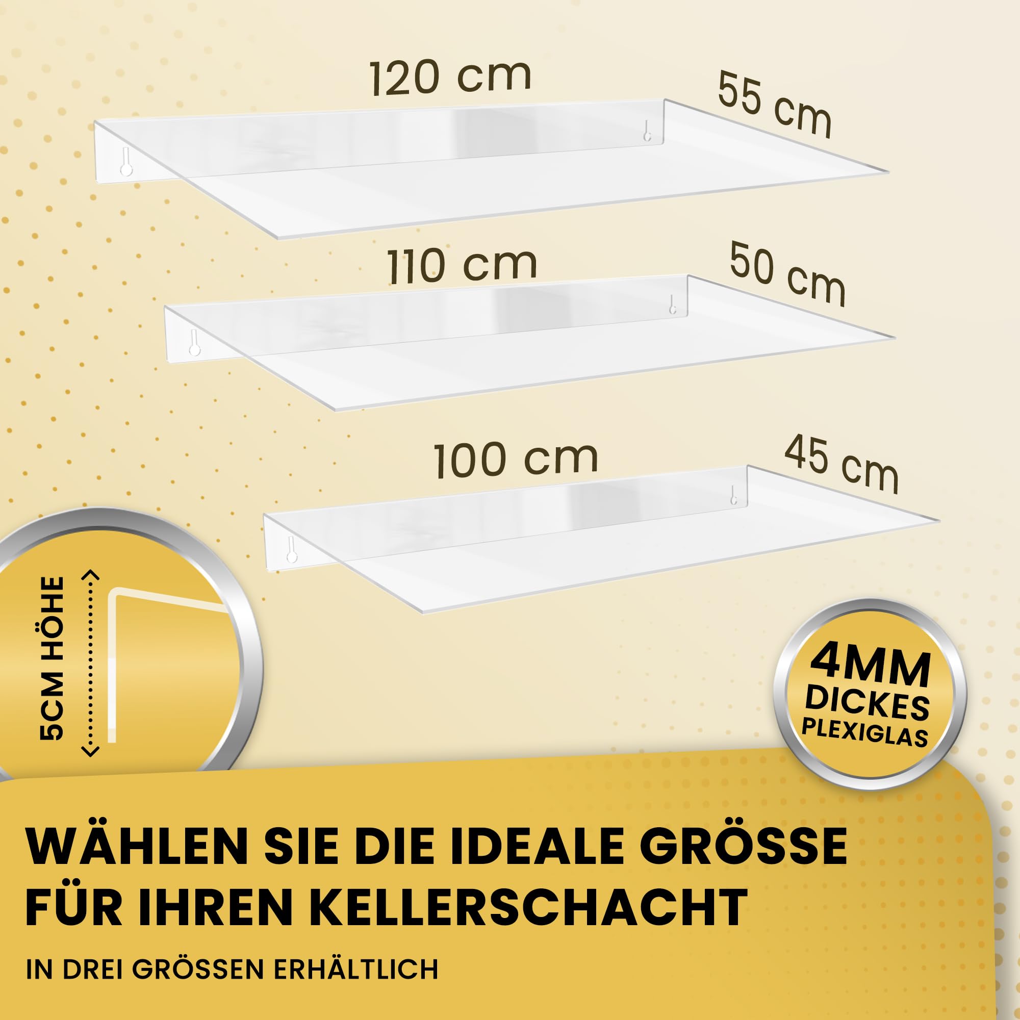 Regenschutz für Lichtschacht aus Plexiglas - Schutz vor Regen, Laub, Schmutz & Schnee - Lichtschachtabdeckung für Kellerschacht - transparente Abdeckung (110x50cm)