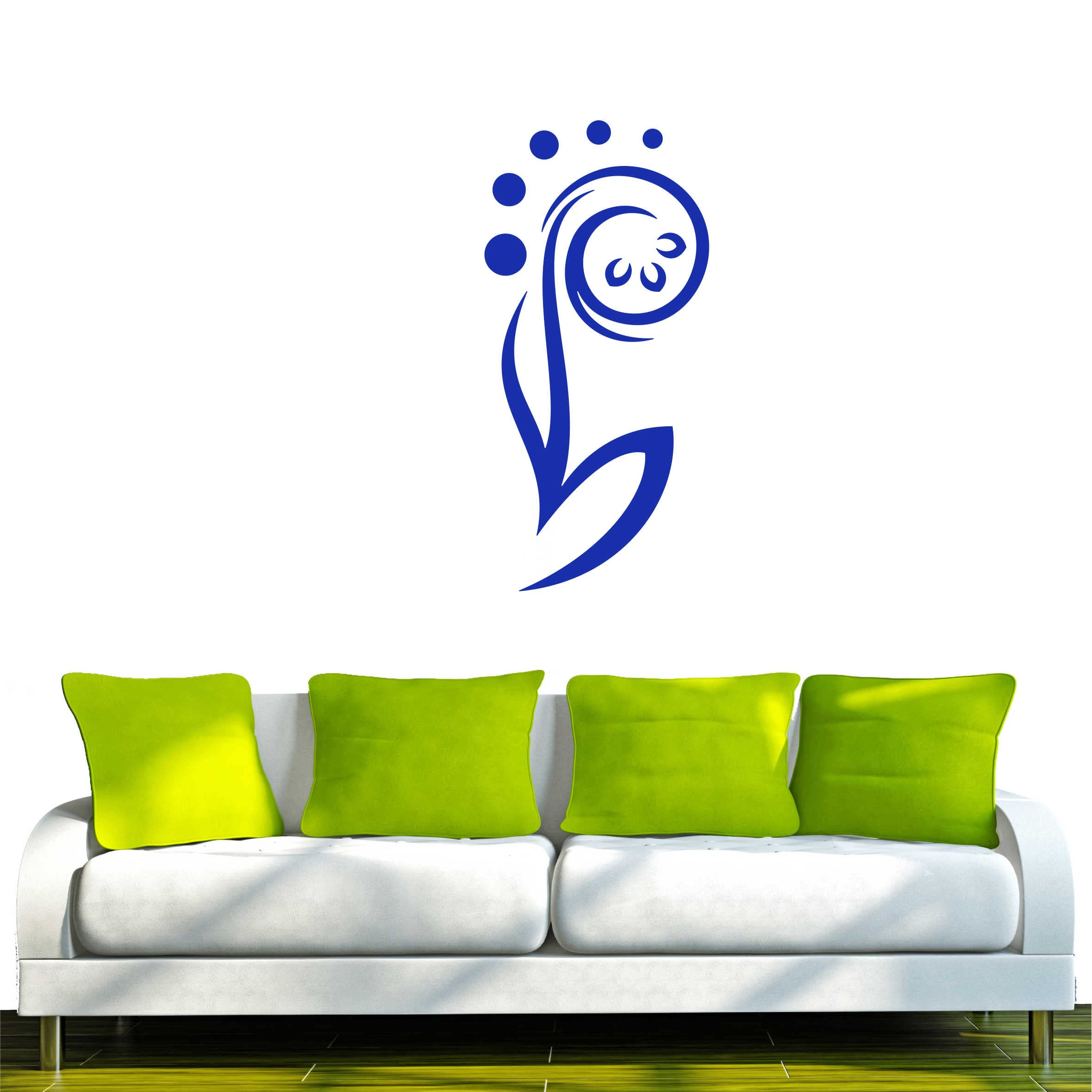 INDIGOS UG Adesivo Murale Floreale Blu, 80x32 Cm, Decorazione Parete Rimovibile