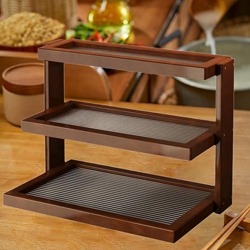 Miniatura 2 de Coffee Mug Organizer Shelf 3 Tier Display Stand Wooden Desk Organizer Storage Rack for Makeup