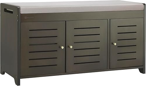 Banco de almacenamiento de zapatos, zapatero de bambú, cojín de asiento suave para mayor comodidad, estilo perfecto para la entrada primera