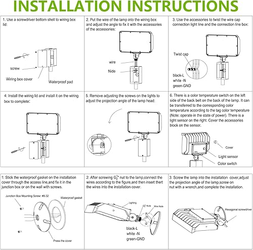 Miniatura 9 de Paquete de 1 luz de inundación LED de 100 W con nudillo, equivalente a 14000 lm 1000 W, luz cálida de 100-277 V 3000 K, lámpara de inundación LED