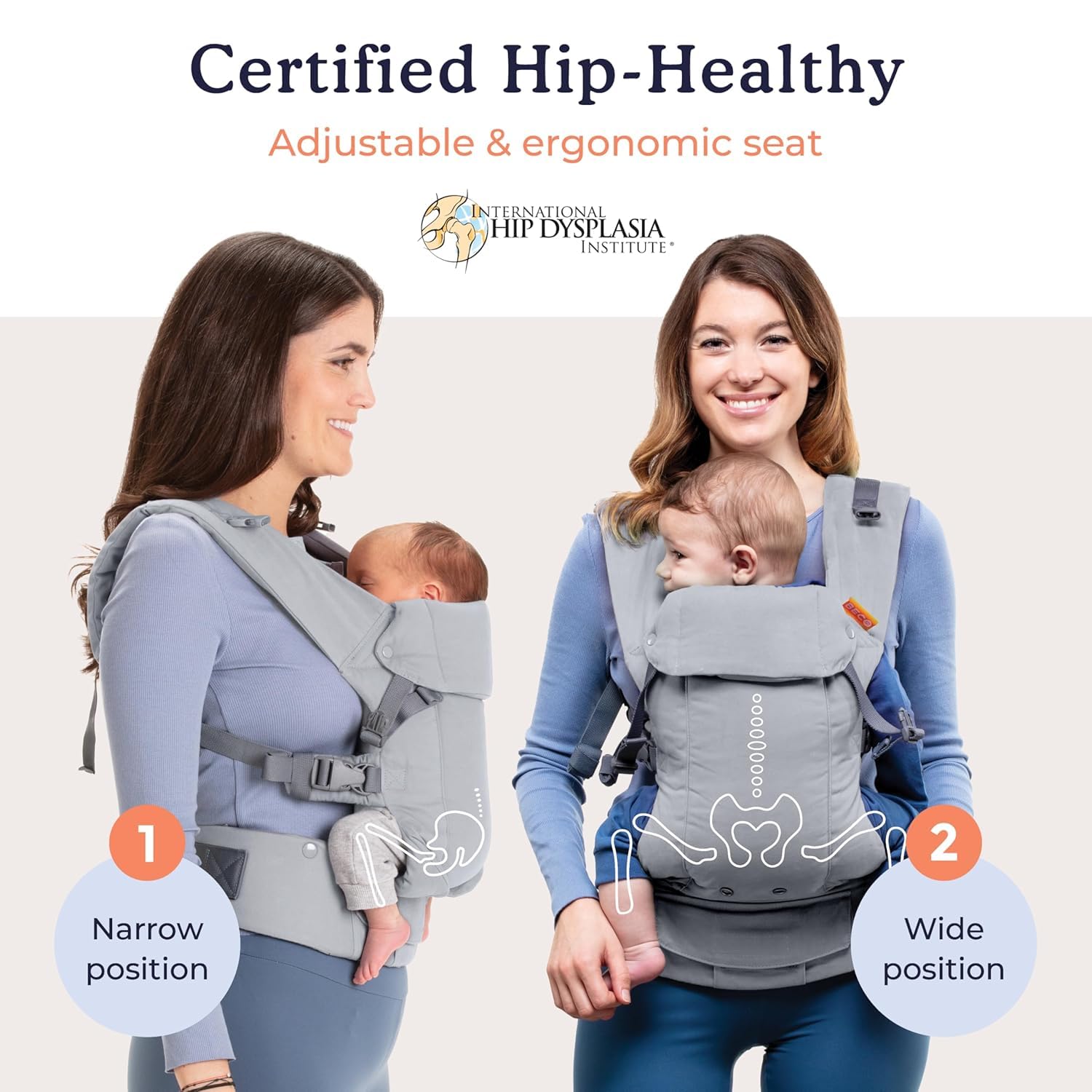 Beco Gemini Porte-bébé du nouveau-né aux tout-petits – 100% coton, sac de transport pour bébé et porte-bébé avec siège réglable, support ergonomique pour bébé de 3 à 16 kg (zèbre foncé) - 5