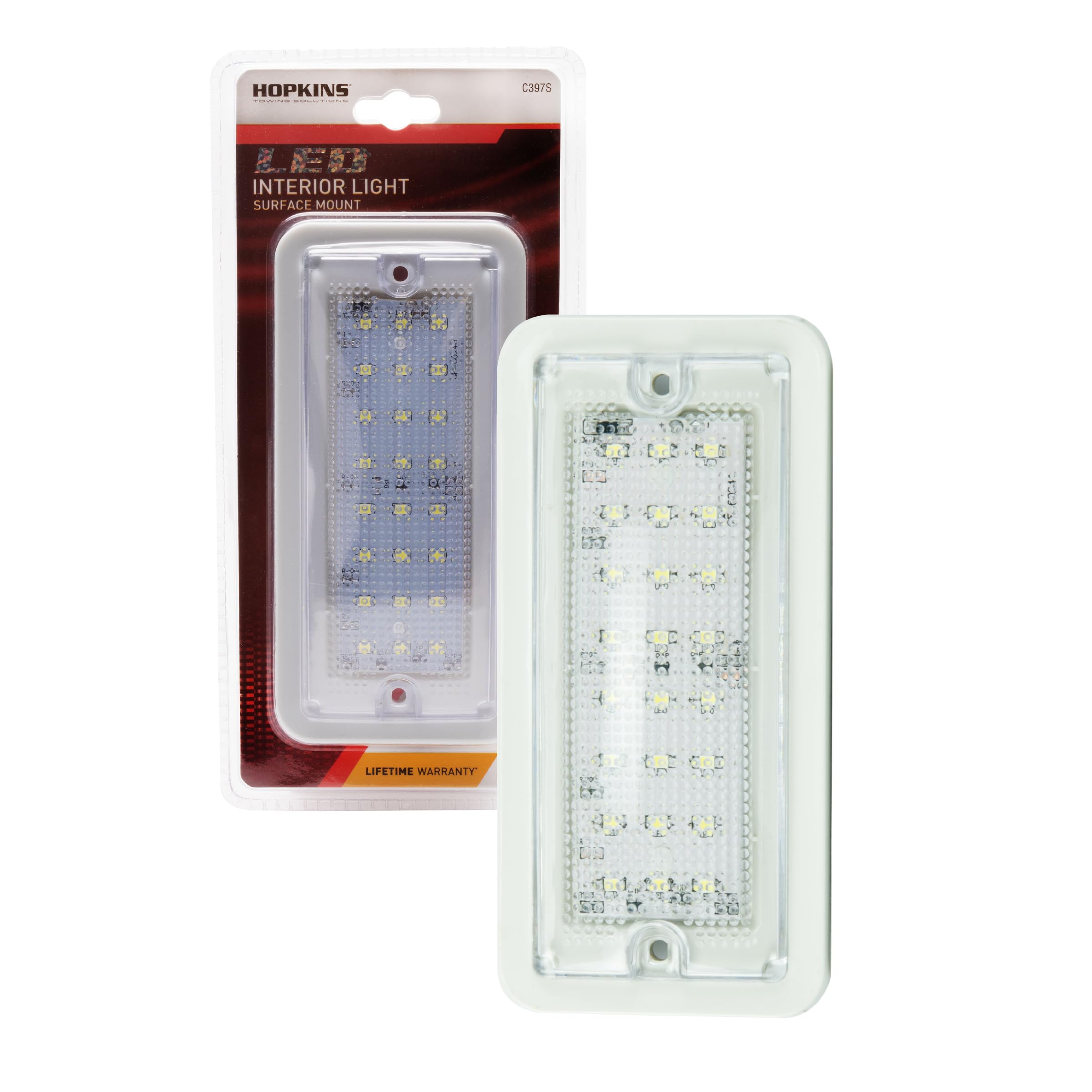 Blazer International Hopkins C397S LED Trailer Interior Light – 400 Lumens, 12V Surface-Mount LED Dome Light for Trailers & RVs, Polycarbonate Lens, Hardwire Pigtail, Maintenance-Free