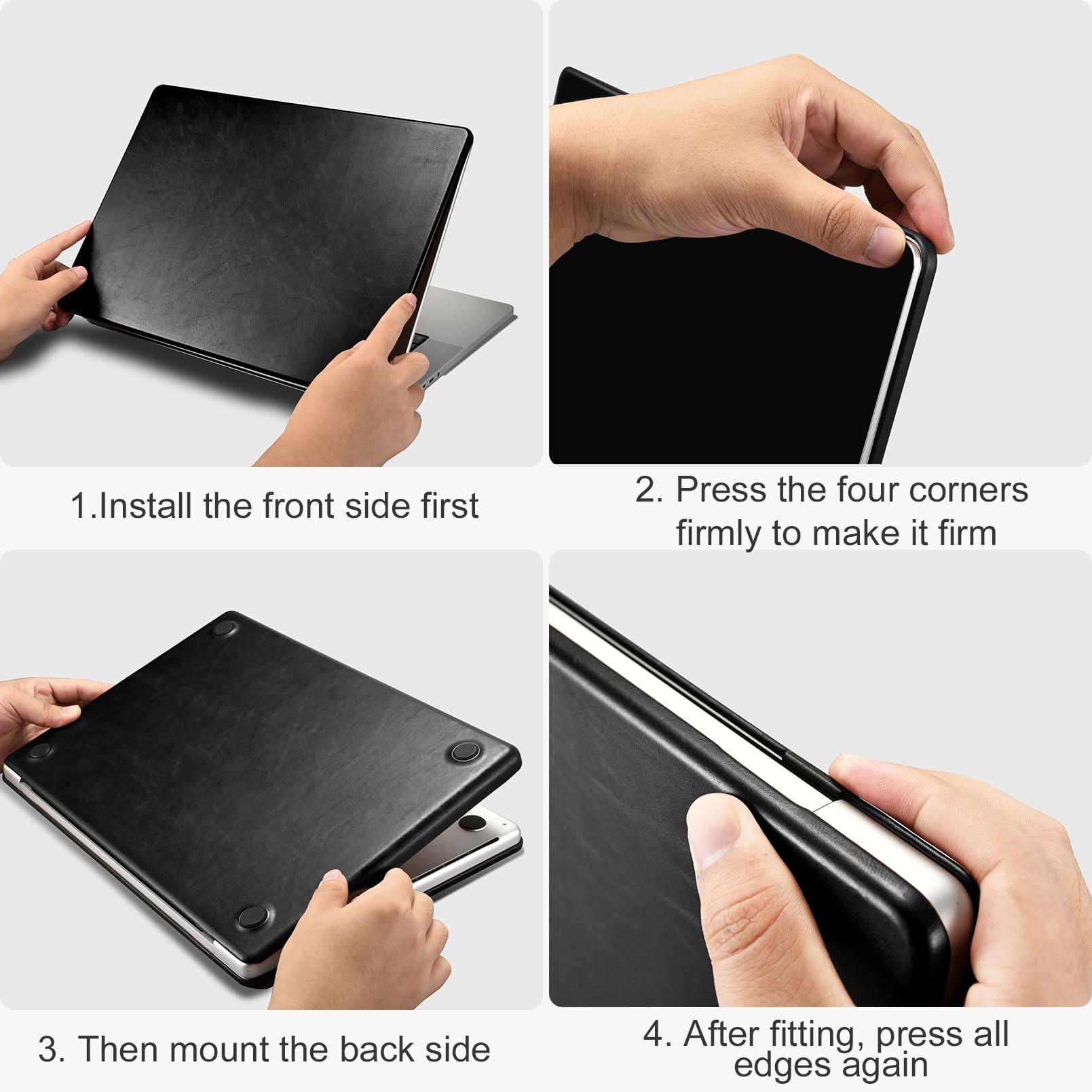 ICARERFAMILY Funda MacBook Air 13.6 Inch Case 2022 M2 A2681, Carcasa Protectora Ultra Delgada de Cuero Avanzada Carcasa Protectora Apple MacBook Air 13.6 Inch, disipación de Calor - Negro