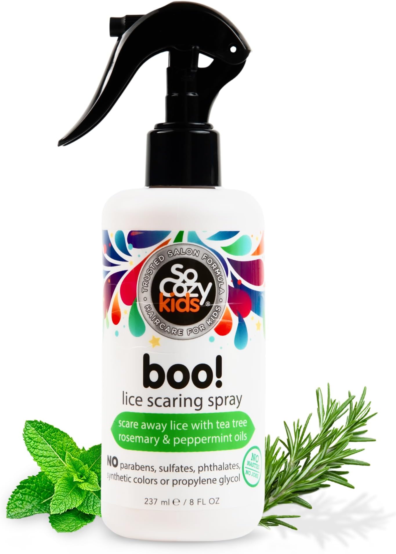 Boo! Lice Scaring Spray For Kids Hair | Clinically Proven to Repel Lice | 8 fl oz | No Parabens, Sulfates, Synthetic Colors or Dyes