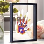 Kit d'empreintes digitales familiales, DIY Craft garde le cadre en bois, ensemble cadeau sans fin, peintures non toxiques, feuilles transparentes (blanc)