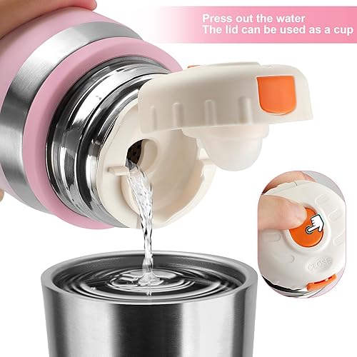 Miniatura 5 de Botellas térmicas de acero inoxidable con taza de 23.7 fl oz23.7 oz botella aislada al vacío para café caliente y frío, botella térmica de agua con