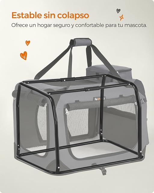 Foto 7 de 8 de Feandrea Transportín para Gatos y Perros, Plegable, 81 x 58 x 58 cm