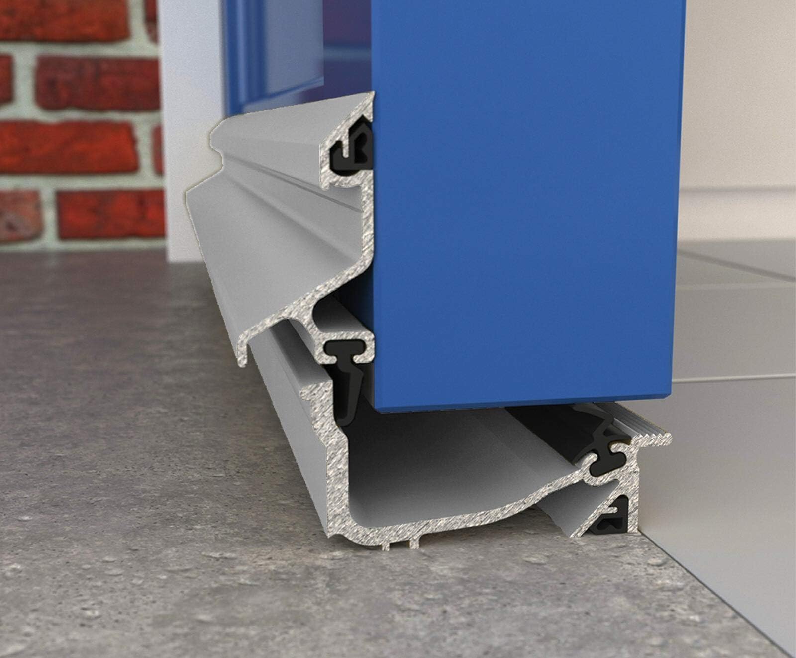 Exitex Mill Weatherten Lowline Bar 914Mm (36") - Inward Opening Door Weather Bar Draught Excluder, Aluminium, Full Kit With Screws, Plugs & Safety End Caps