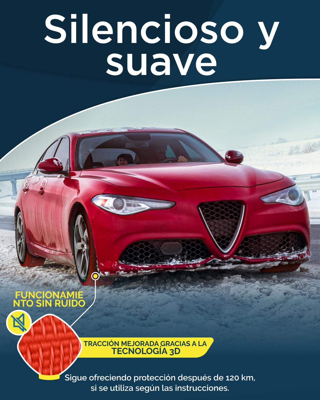 ARLUM Fundas Rueda Nieve para Coche Homologado EN 16662-1 - Dos Cadenas Nieve de Tela para Coche. Snow Sock Talla XL para R14-R22 (Tamaños de Neumáticos Detallados en el Interior) (Control, XL)