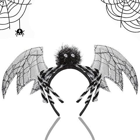 TOPDAOYUN Halloween Spider Headband, Silver Glitter Spider Hair Accessories for Women Girls Halloween Costume Cosplay Party