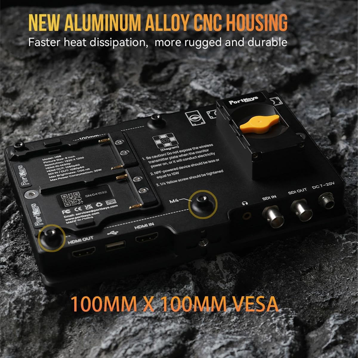 Portkeys HS8 8 inch 1100nit Camera Field Monitor 3D LUT 3G-SDI 4K HDMI and V Power Supply System Aluminium Alloy Frame with Dual NP-F Battery Plates 1920x1200 Touch Screen Monitor