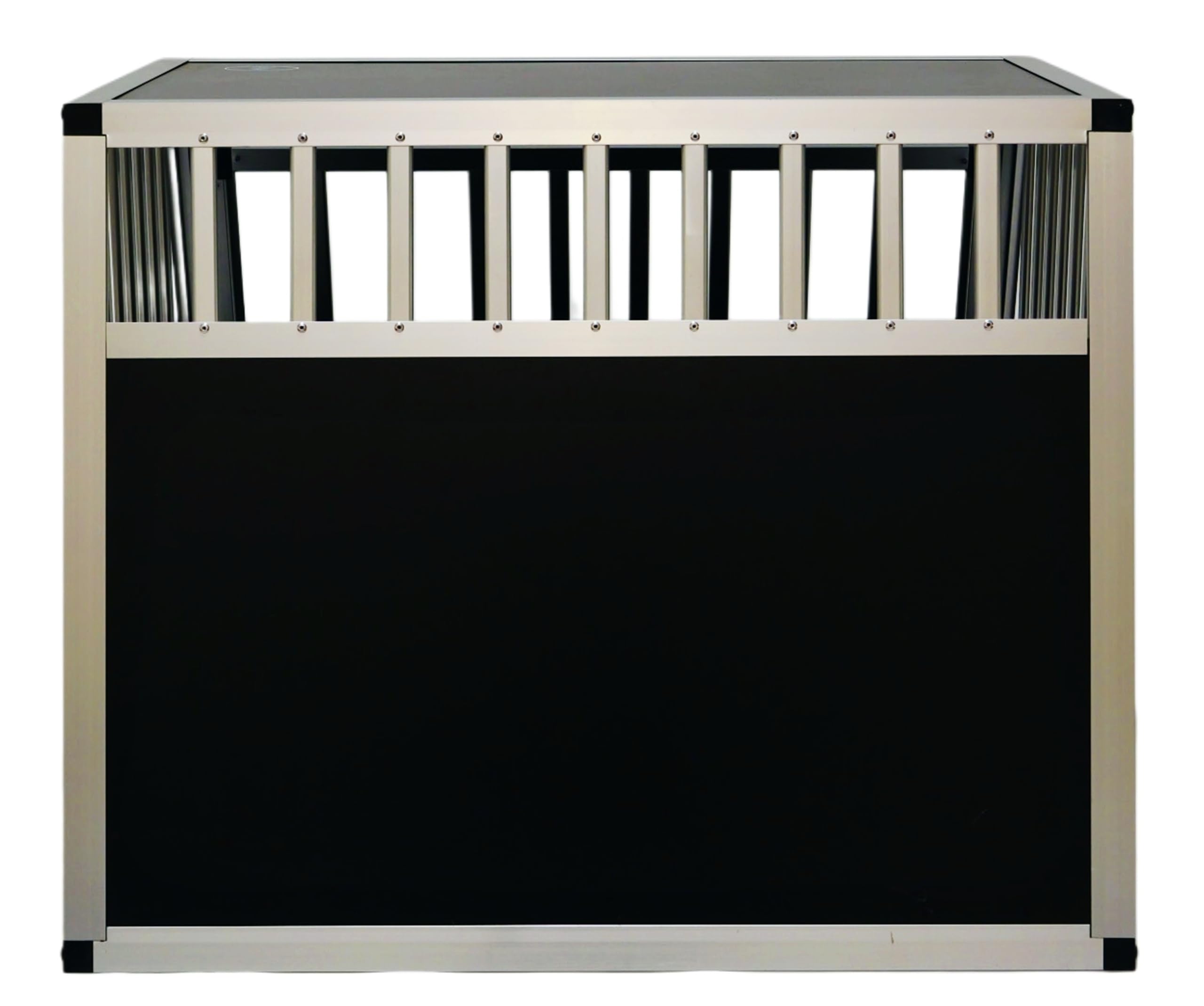 DOGHEAD Hundetransportbox Ecoline, Single 80x80x63 cm, Schwarz, Aluminium, Beidseitig Abgeschrägt 75°