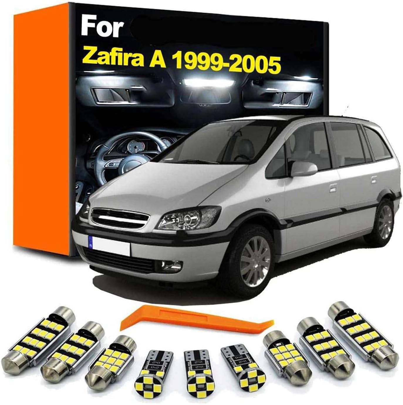 12Pcs Interior LED Light Kit, for Opel Vauxhall Zafira A 1999 2000 2001 2002 2003 2004 2005 Glove Box Trunk Lamp