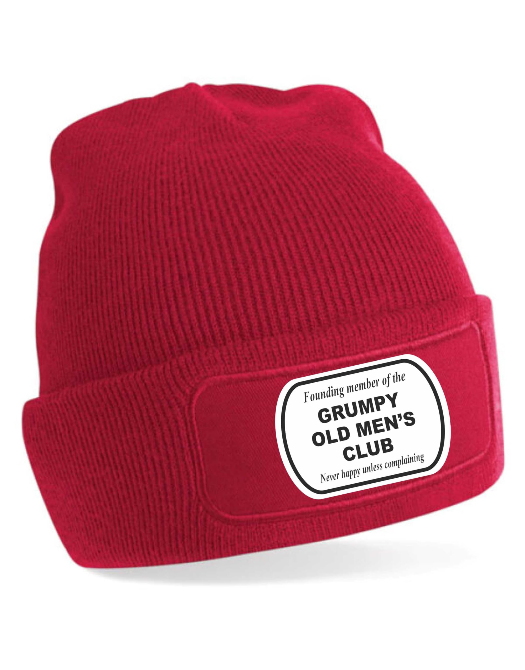 Print4U Grumpy Old Men's Club Beanie Hat Funny Birthday Present for Men Red