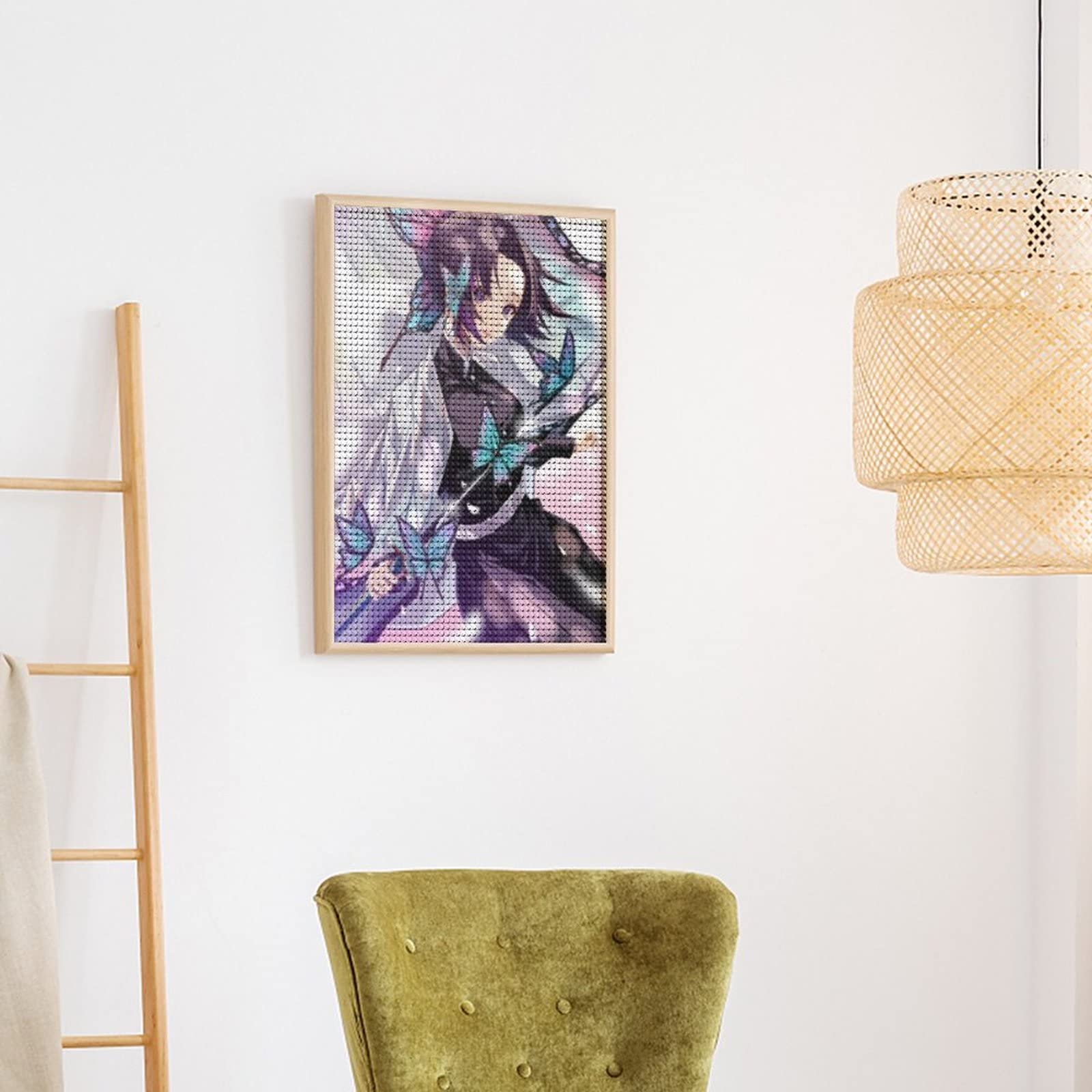 メイ　直筆絵画ハンドクラフトフレーム＆薔薇のランプ　2点おまとめ ミニ絵画 12cm角 絵画 原画 お花の絵 ビーズ付き ギフト 絵画