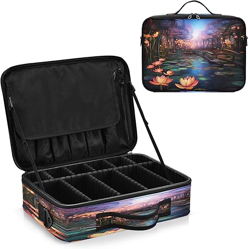 Miniatura 2 de Lotus - Bolsas de maquillaje de viaje de gran capacidad estilo chino para mujeres, bolsa organizadora, bolsa de maquillaje grande para maquillaje de