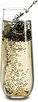 Libbey 228 Stemless Champagne Flutes, 8.5oz Set of 12 - Elegant Clear Glasses for Prosecco, Mimosas, Sparkling Wine