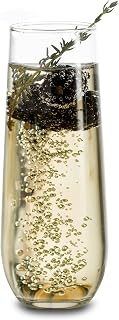 Libbey 228 Stemless Champagne Flutes, 8.5oz Set of 12 - Elegant Clear Glasses for Prosecco, Mimosas, Sparkling Wine