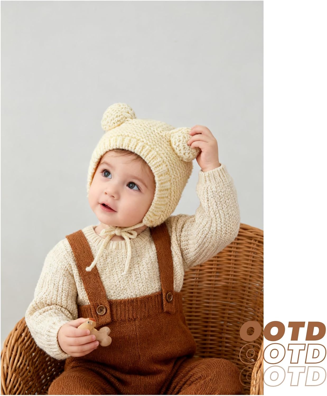 Baby Beanie with Earflaps Winter Knitted Hat Adorable Ears & Chin Strap Warm for Infant Toddler Boy Girl 6-24 Months - Image 2