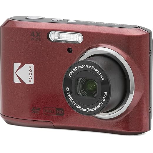 Kodak PIXPRO FZ45 Digital Camera, 16MP Point & Shoot with 4X Optical Zoom, 27mm Wide Angle, 2.7 Inch LCD, 1080p Video, Red