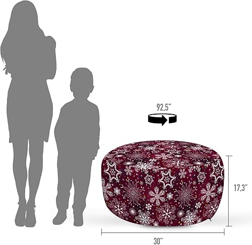 Miniatura 4 de Ambesonne Funda para puf de copo de nieve con cremallera, colorido patrón navideño con copos de nieve y remolinos de estrellas ornamentales, funda