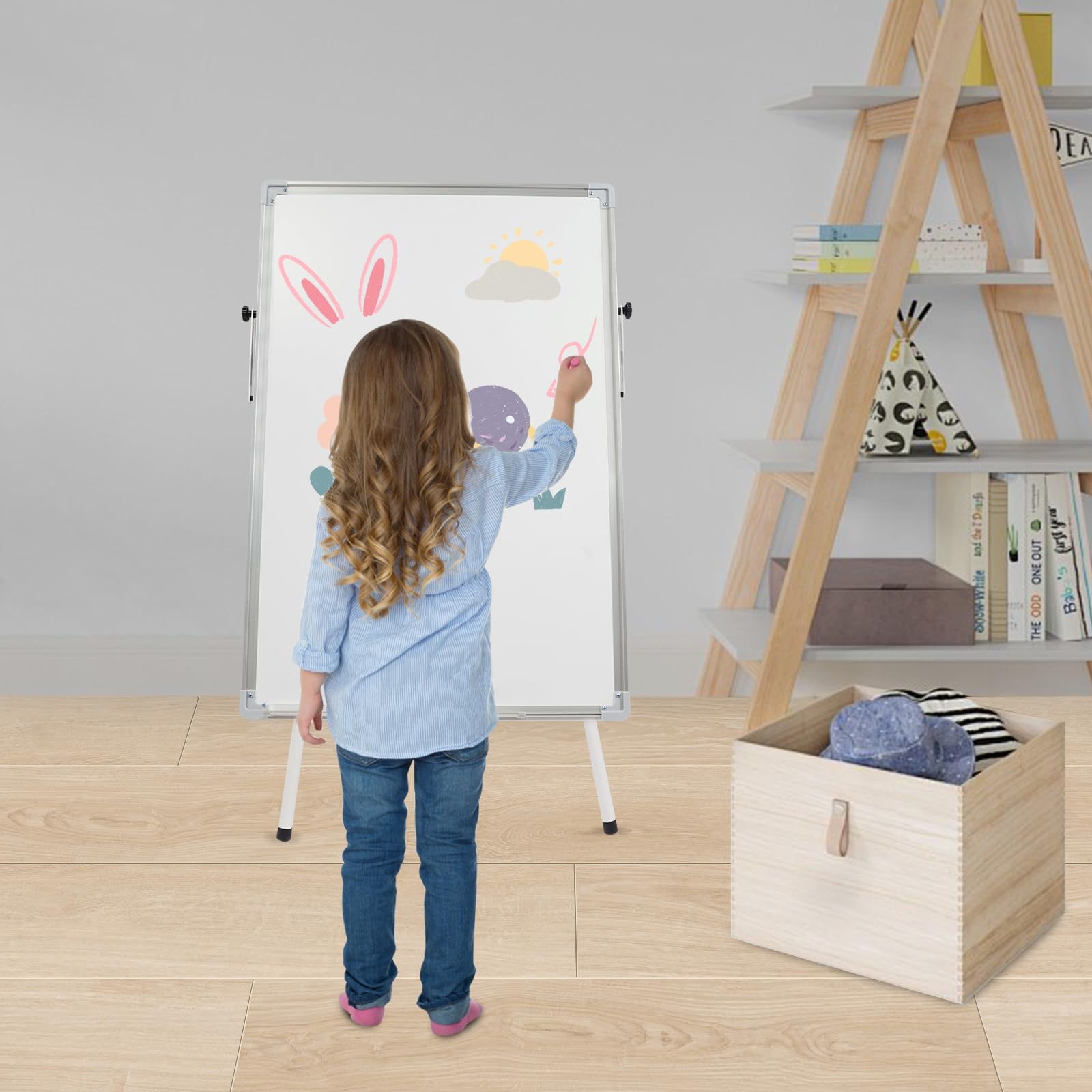 Lavagna a fogli mobili, 61 x 91,4 cm, supporto per lavagna magnetica, portatile, lavabile, con supporto per casa, ufficio, scuola