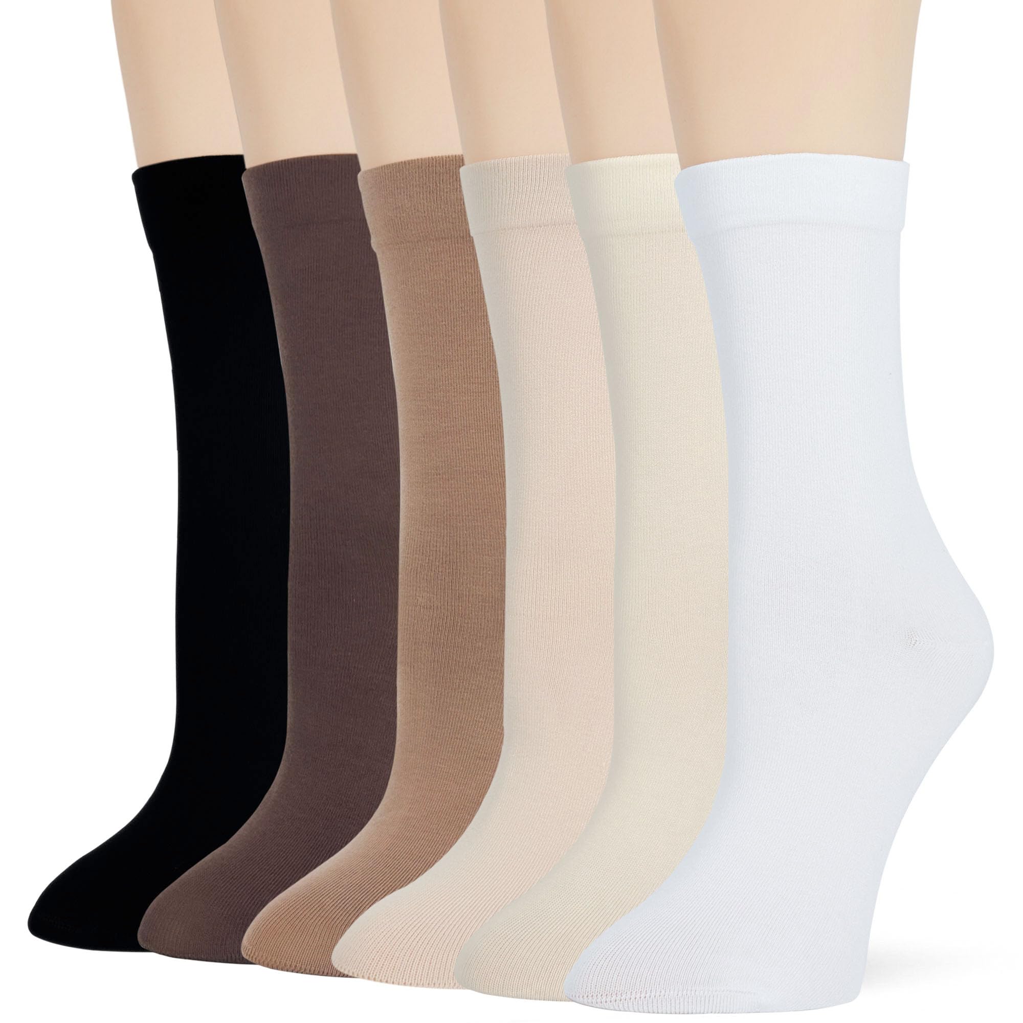 Thin Crew Socks for Women, Ladies Soft Cotton High Calf Boot Sock