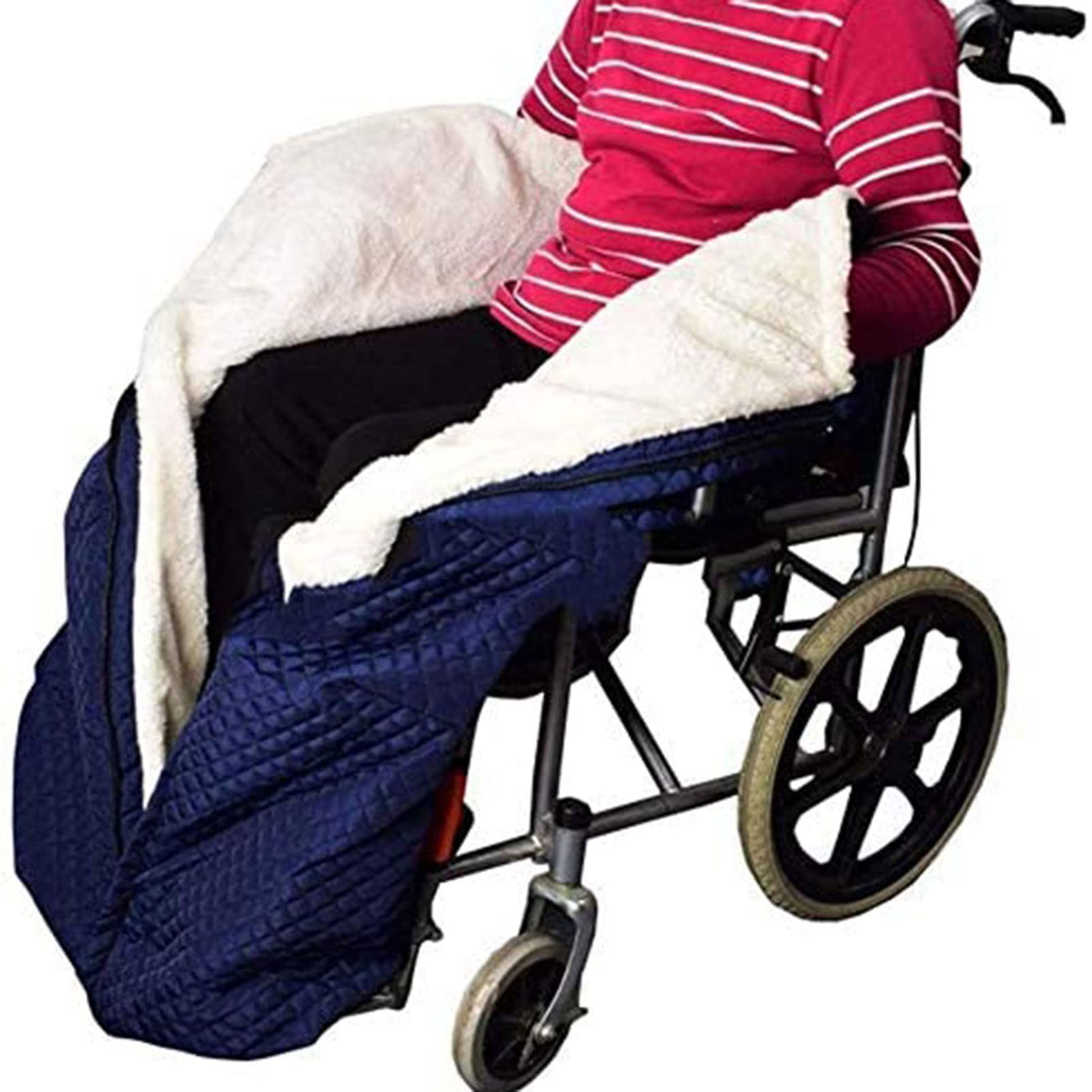 Manta Ligera para Silla de Ruedas con Cremallera y vellosidades, Manta Impermeable con Forro Polar para Silla de Ruedas, cubrepiernas cálido