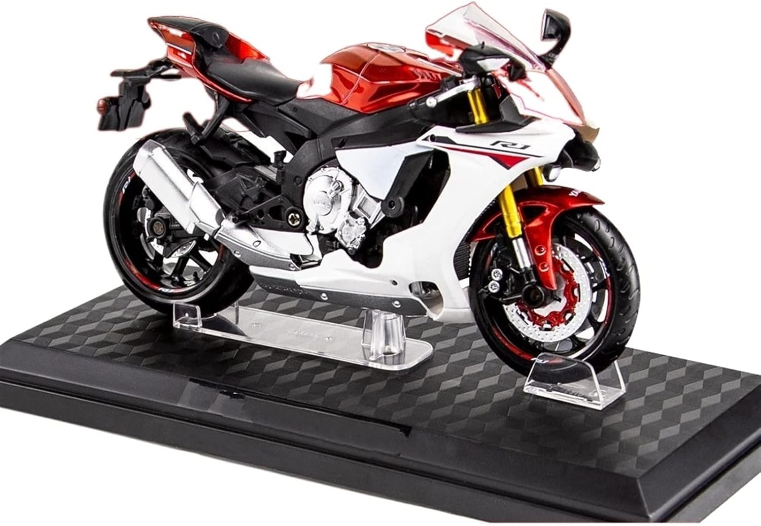 HTASFCI Motorcycle Model for Yamaha YZF-R1 1:12 Scale Motorcycle Model Metal and Plastic Model Mini Bike Sculpture Gift Ornament Collectible(Black)