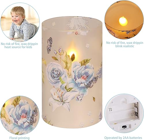 Miniatura 5 de Velas sin llama, velas LED con tema de amor, funcionan con pilas, con control remoto, peonía azul, mariposa, rosa, velas de cristal para Navidad,