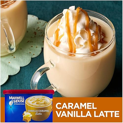 Vista 47 de Maxwell House International - Mezcla de café instantáneo de vainilla y caramelo con un estilo de cafetería (recipiente de 8.7 onzas)