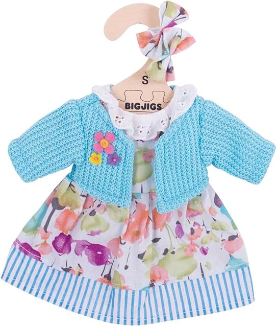 Bigjigs Toys Turquoise Cardigan and Dress (for Size Small Doll) DOLLS ONLY