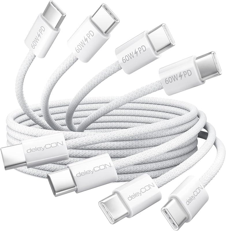 deleyCON Cavo USB-C 60W Power Delivery 4 pezzi