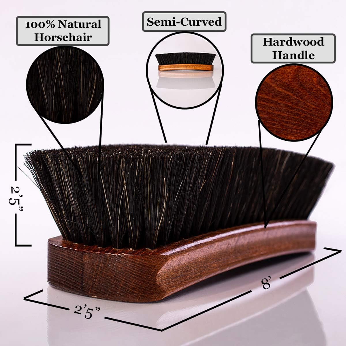 Valentino Garemi Shoe Polishing Brush Set - Extra Large 8 Inches Long Luxury Shining Brushes - Genuine Horsehair bristles Manufactured in Germany : Clothing, Shoes & Jewelry