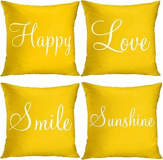 Britimes Throw Pillow Covers Set of 4, 16 x 16 Inch, Yellow