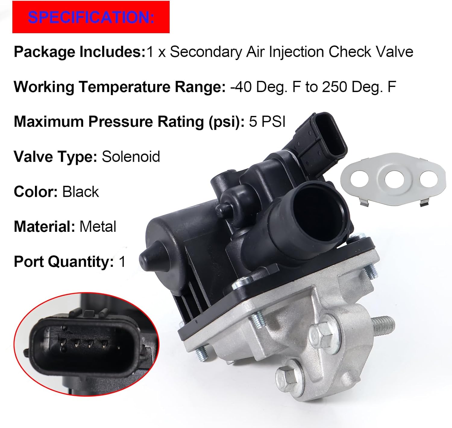 SMMS 306-056 Secondary Air Injection Check Valve for Chevrolet Equinox Impala Malibu, for GMC Terrain, for Buick Lacrosse Regal 2011-2015Replaces OE: 12639108