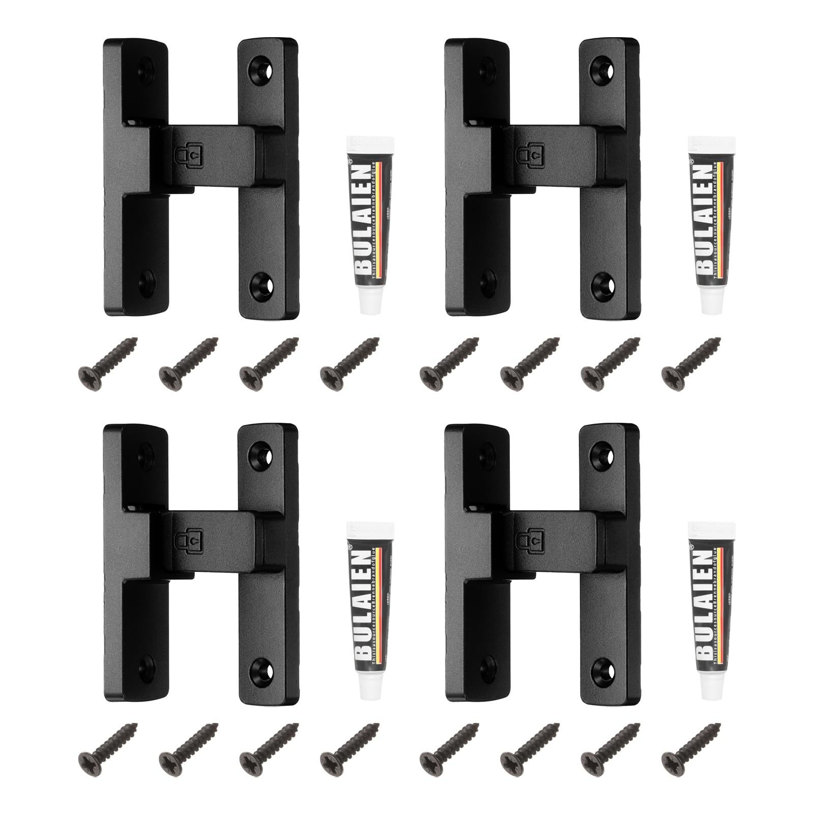 sourcing map 4pcs 90 Degree Positioning Gate Latch, Zinc Alloy Flip Sliding Barn Door Lock with Handle, Heavy Door Latches for Barn Cabinet Wood Fence Garage, (Sand Black) โ image 1