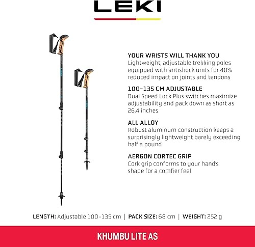 Miniatura 3 de LEKI Khumbu Lite AS - Bastones de senderismo ligeros ajustables de aluminio para senderismo y senderismo