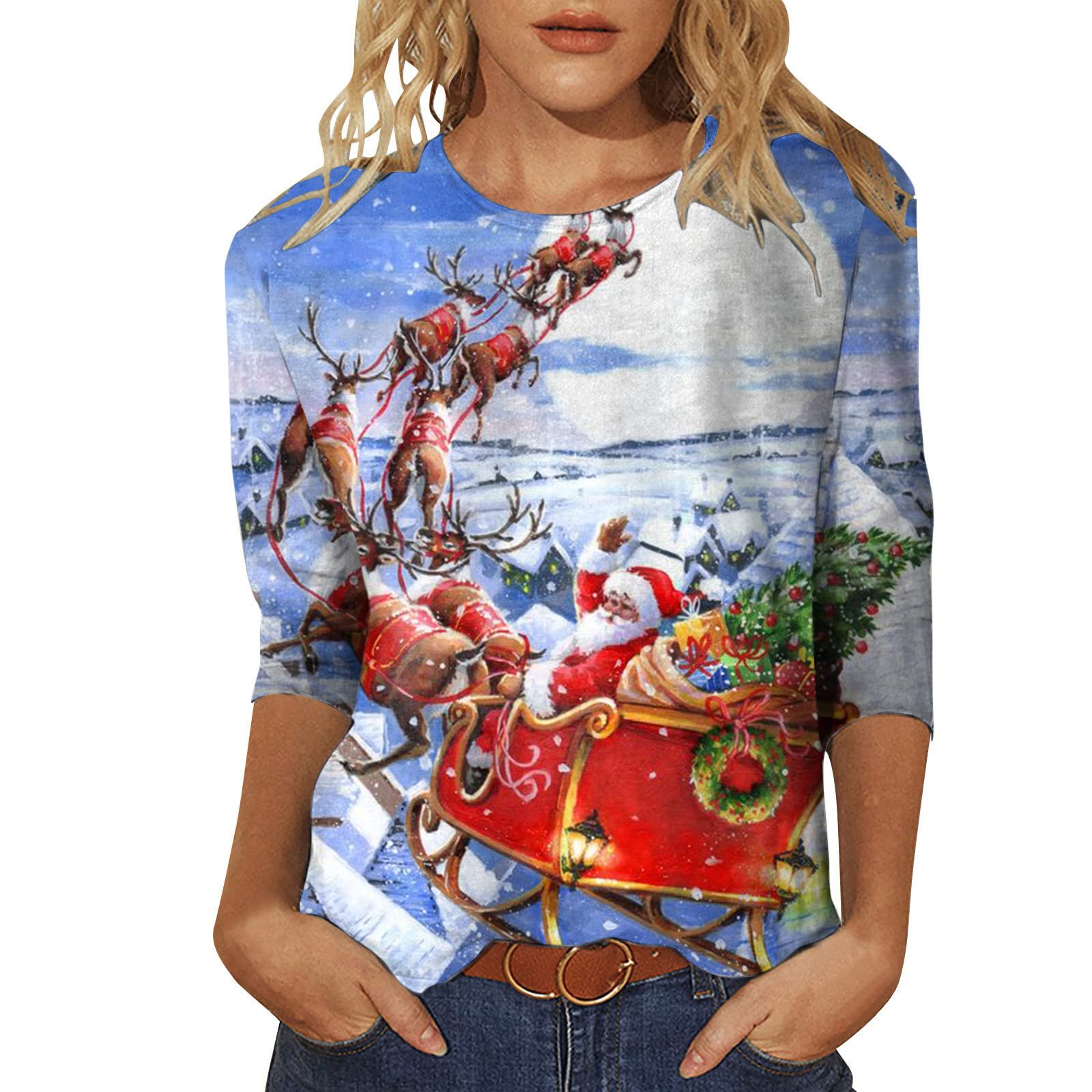 Weihnachten Shirt Damen Weihnachtspullover Damen Lu Produktbild-Vorschau 6