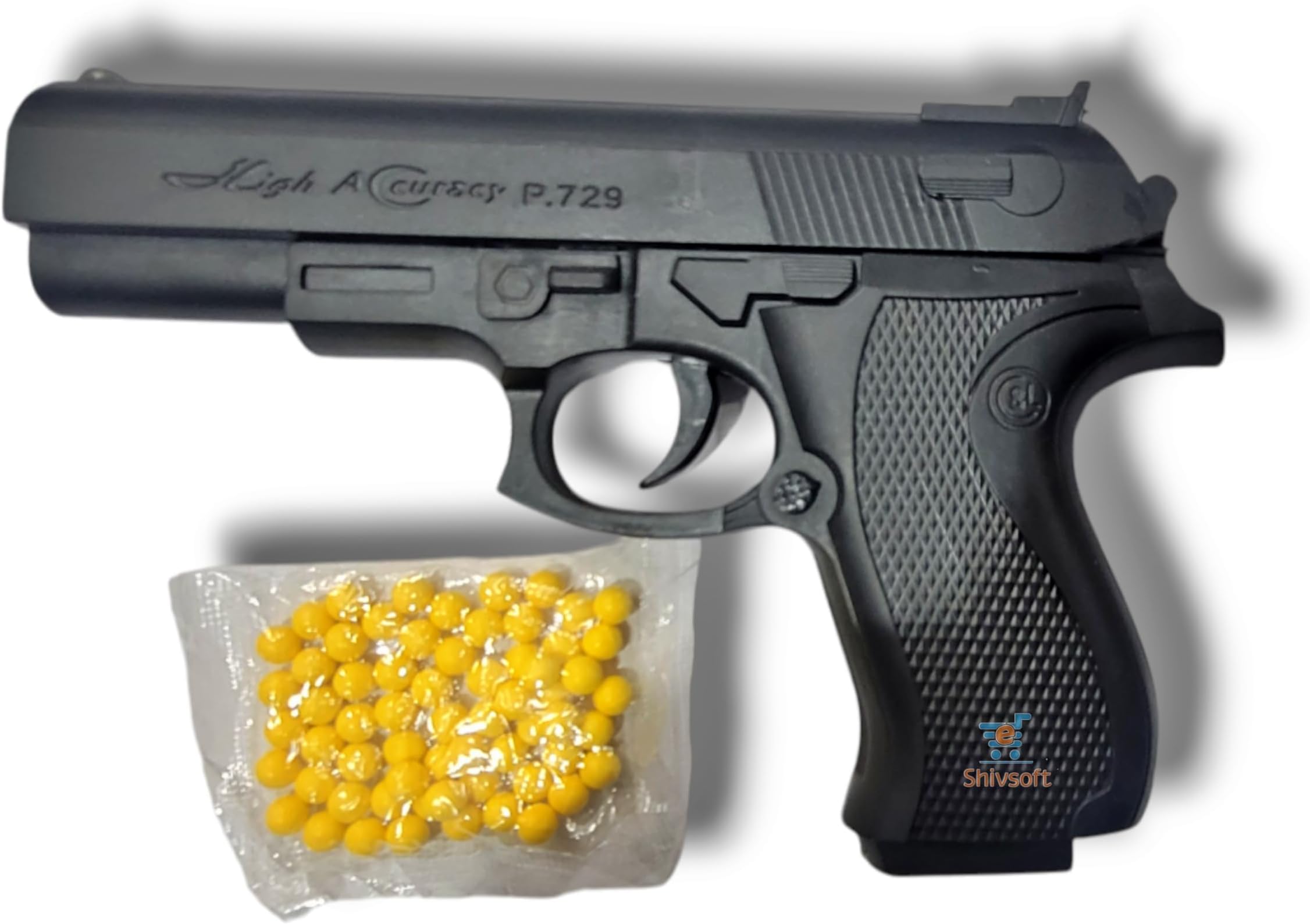 Shivsoft Toy Gun for Kids with Realistic Mechanisms | Safe 6mm BB Bullets | Plastic Airsoft Toy Gun Model P729 | Indoor & Outdoor Play | Lightweight Design | Multicolor