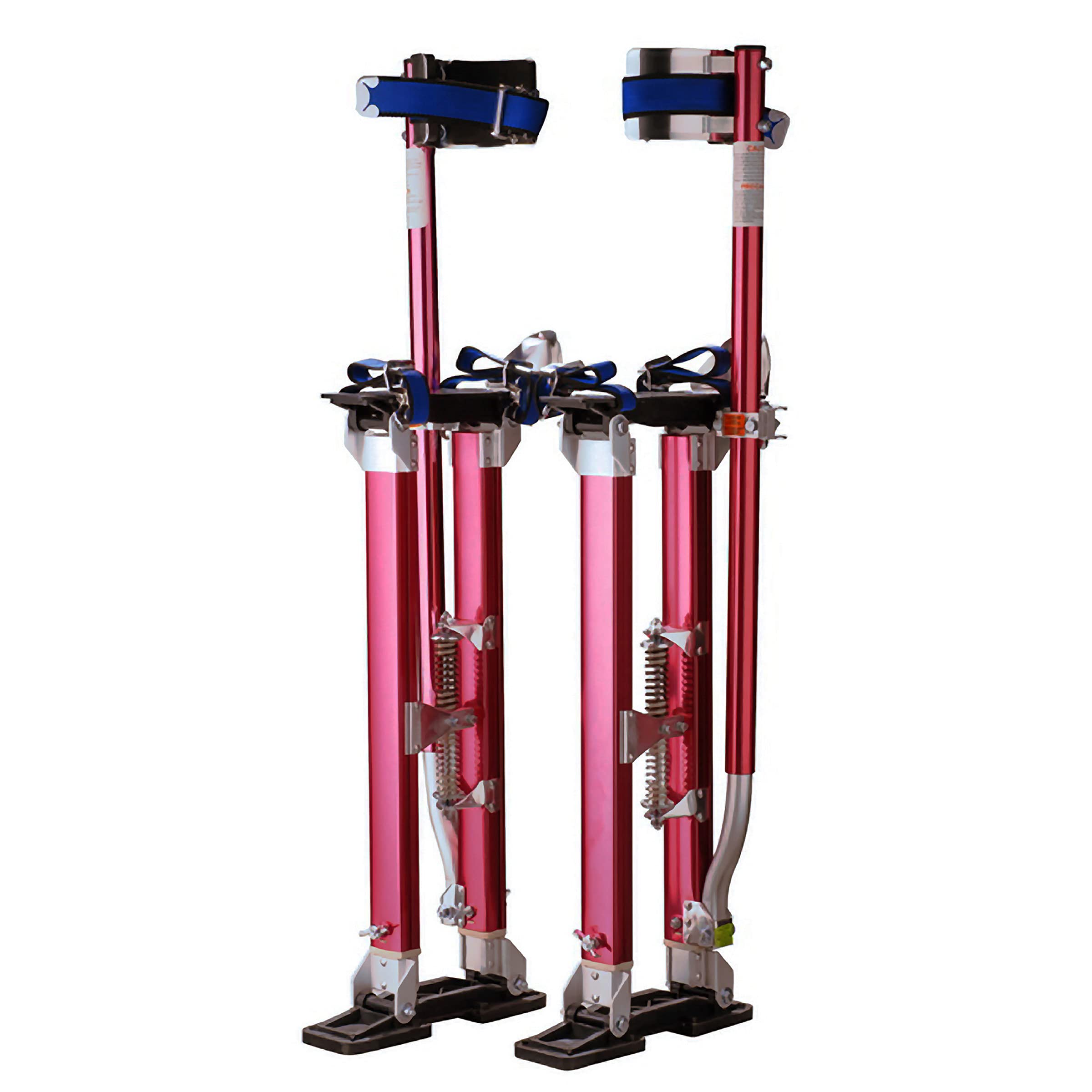 Drywall Stilts ? 18-30-inch Aluminum Spring Loaded Stilts with A Locking Heel Strap for Construction, Painting, and Finishing by Pentagon Tools (Red)