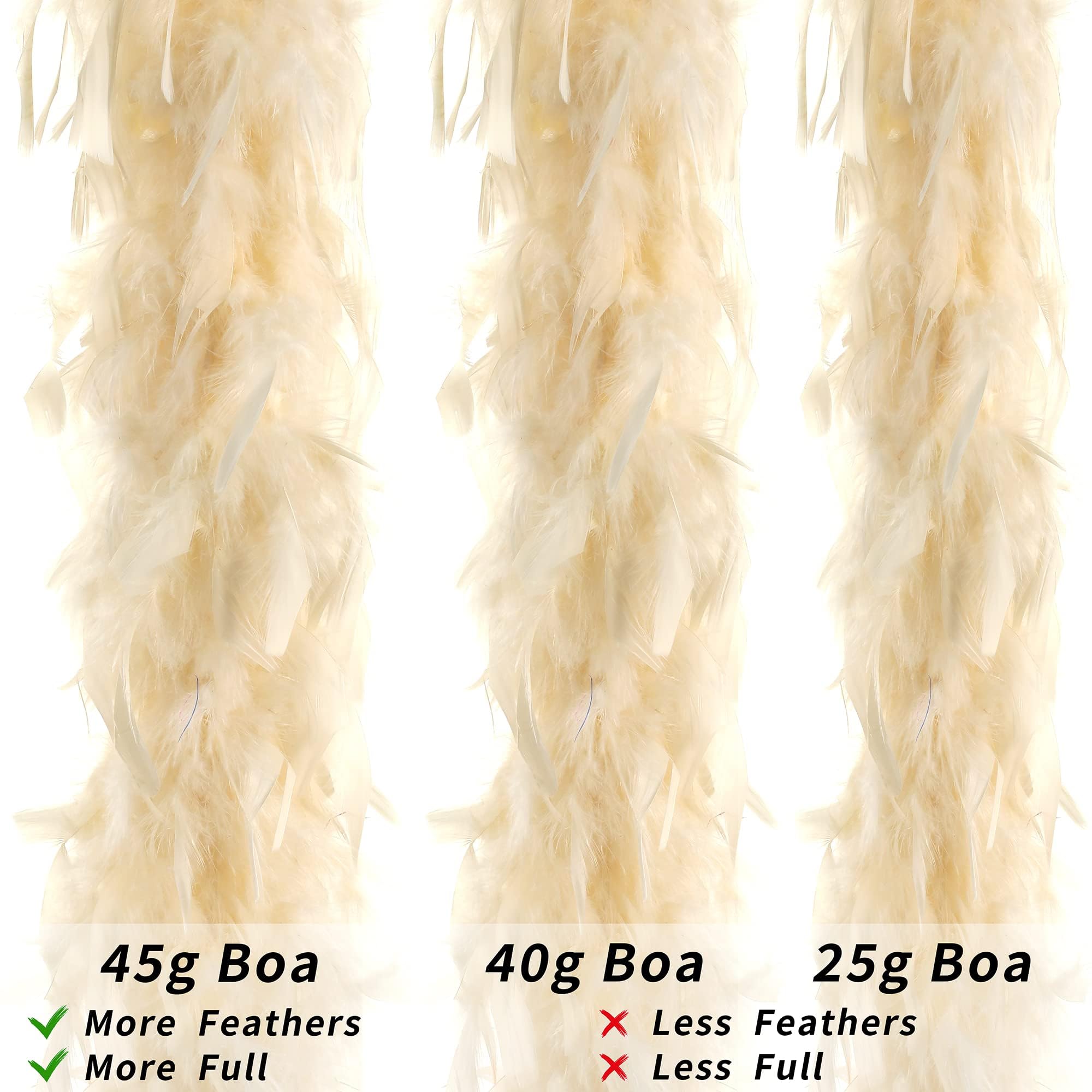 Boa de plumas de 60 g – 2 yardas de plumas de pavo para fiestas, Navidad, centros de mesa de boda, disfraces, conciertos, mascotas y decoración del hogar