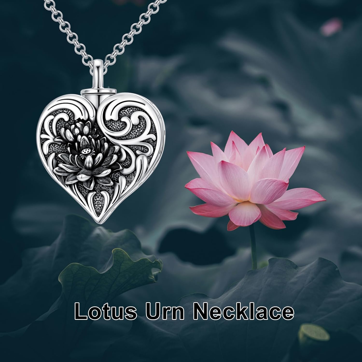 Hummingbird/Butterfly/Moonstone/Turquoise/Moss Agate Urn Necklace for Ashes 925 Sterling Silver Keepsake Heart Shaped Cremation Pendant Memorial Jewelry Gifts for Women Men - Image 5