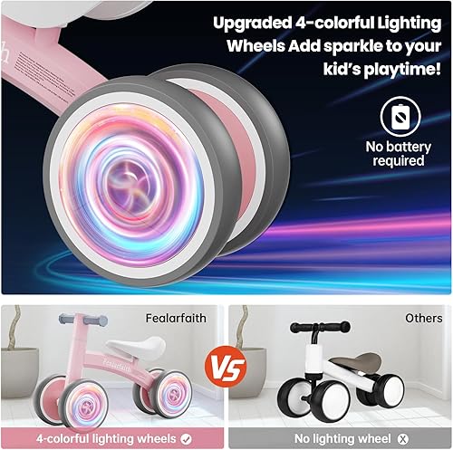 Miniatura 4 de Bicicleta de equilibrio de bebé para niños de 1 año, primera bicicleta para niños pequeños con 4 ruedas de iluminación coloridas, bicicleta de