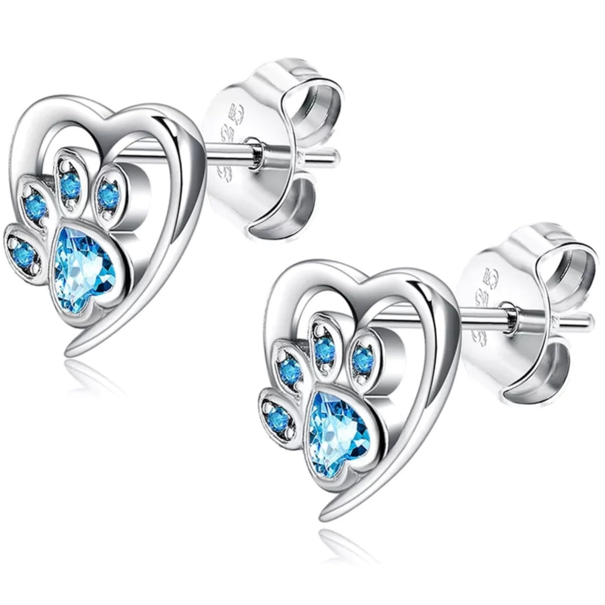 AGUACATESTEEL Pendientes Mujer Plata de ley 925 Con Diseño huella Cristal Circonita - Regalo Ideal Aretes Aro Elegantes-Pendientes Plata Mascotas Perro perrito Gato niñas