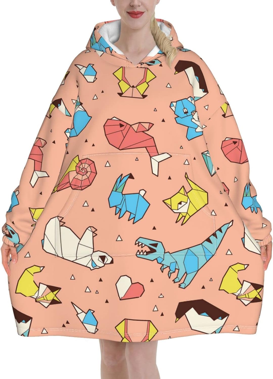 着る毛布 ポンチョ かわいい 幾何 動物柄 パーカー 冬 ガウン ブランケット 袖付き毛布 ガウン 可愛い 裏フリース 冬服 長袖 冷え対策 防寒 保温 部屋着 ガウンタイプ フード ポケット付き 男女兼用 ふわふわ 軽量 Cafe Du Jardin Com