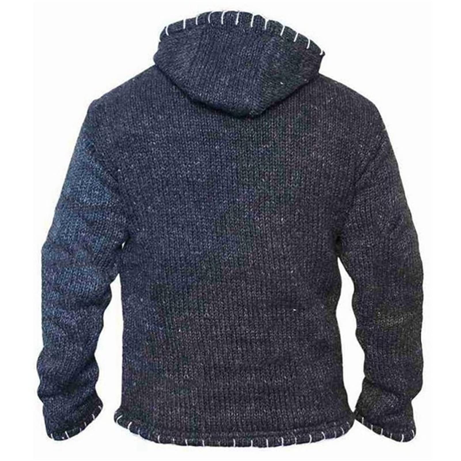 Maiyifu-GJ Men Retro Hoodie Knitwear Color Block Halloween Costume Loose Knit Sweatshirt Patchwork Hooded Sweater Pullover (Yellow,X-Large)