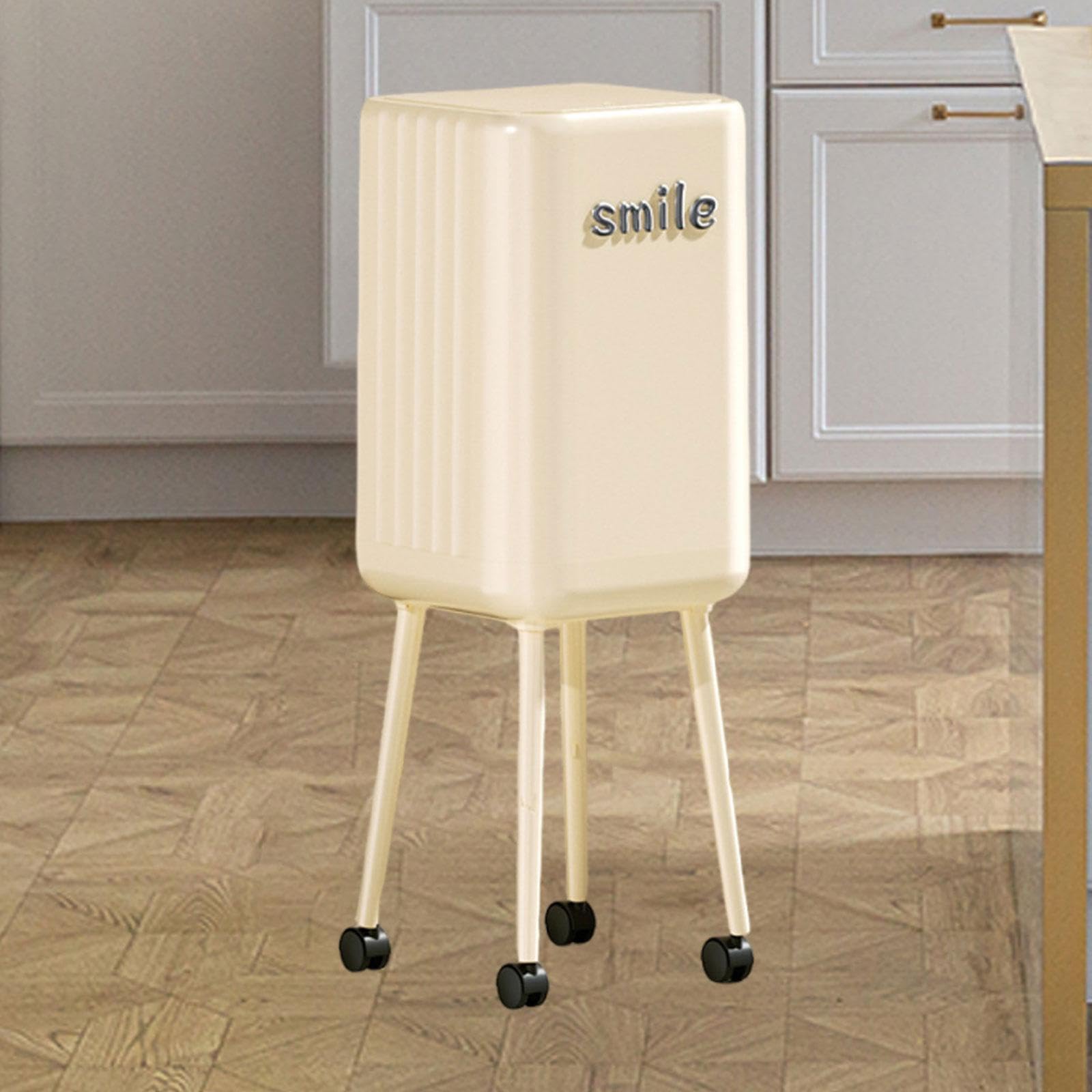 Sharplace Poubelle à roulettes avec Couvercle, idéale pour la Cuisine, la Salle de Bain ou la Maison, Blanc